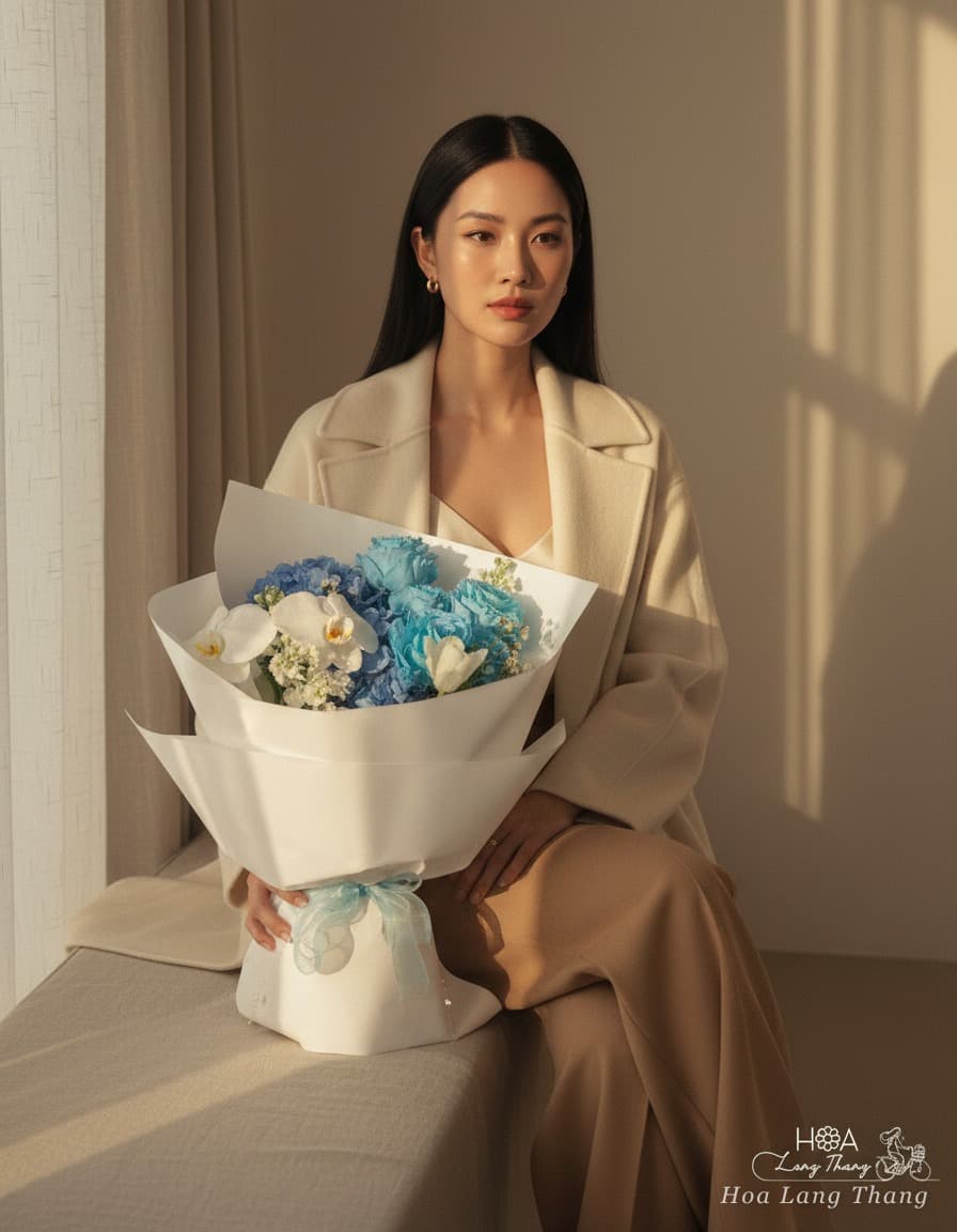 Bó Hồng xanh ecuador Xanh Trắng - Ảnh 1