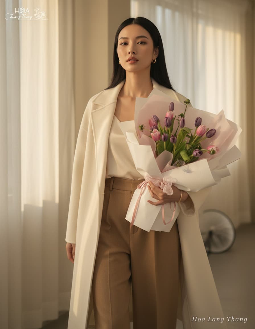 Bó Tulip tím Tím Hồng - Ảnh 1